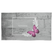 Housse D'oreillers Papillon rose Rustique Coussin Coque (devant-gauche)