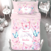 Housse D'oreillers Papillon rose violet pastel Nom floral Fille