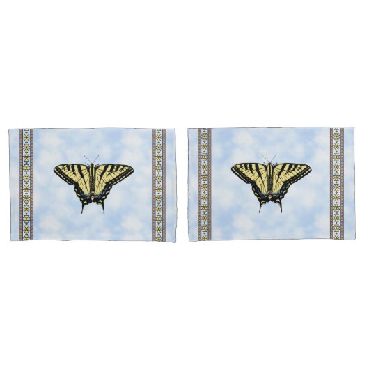 Housse D'oreillers Papillon Southwest Yellow Swallowtail Blue Sky (devant-Set)
