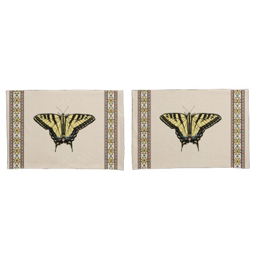 Housse D'oreillers Papillon Southwestern jaune Swallowtail (devant-Set)
