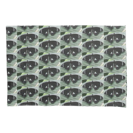 Housse D'oreillers Papillon tropical noir et blanc (devant)