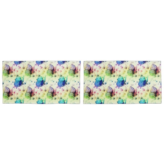 Housse D'oreillers Papillons d'aquarelle (devant-Set)