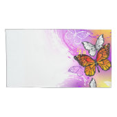 Housse D'oreillers Papillons Monarque sur Arrière - plan pourpre (Dos-Droit)