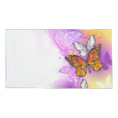 Housse D'oreillers Papillons Monarque sur Arrière - plan pourpre (Dos-gauche)