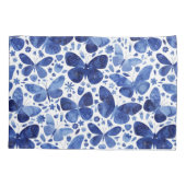 Housse D'oreillers Papillons Motif bleu aquarelle (Dos-gauche)