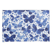 Housse D'oreillers Papillons Motif bleu aquarelle (devant-Droit)