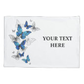 Housse D'oreillers Papillons volants bleus Morpho (Dos-gauche)