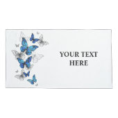 Housse D'oreillers Papillons volants bleus Morpho (Dos-gauche)