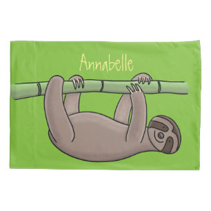 Housse D'oreillers Paresse souriante mignon sur dessin animé en bambo