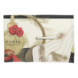 Housse D'oreillers Paris Parfum Parfum Rose  talons et Coussin en bât