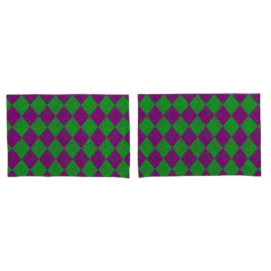 Housse D'oreillers Parties scintillant de diamants violet et vert (devant-Set)