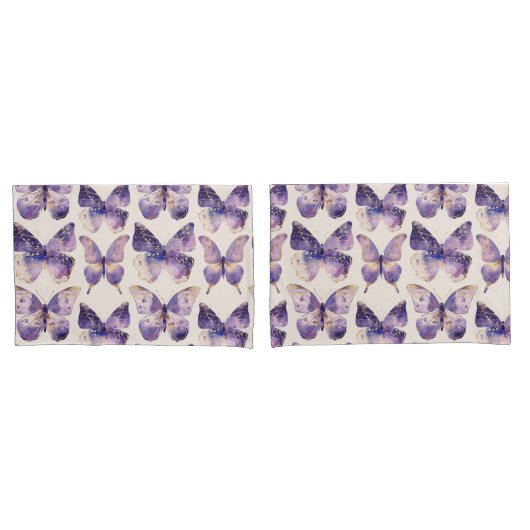 Housse D'oreillers Parties scintillant de papillons Purple Gold (devant-Set)