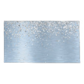 Housse D'oreillers Parties scintillant en argent brossé bleu Nom du m (Dos)