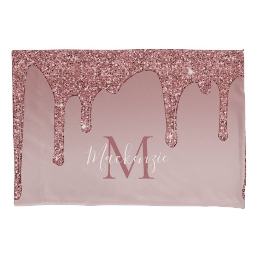 Housse D'oreillers Parties scintillant rose Gold Sparkle Monogramme (devant)