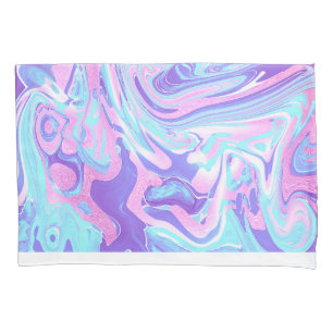 Housse D'oreillers Pastel Blue & Purple Marble Texture liquide