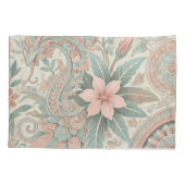 Housse D'oreillers Pastel Blue Rose Boho Indonésien Batik Floral (Dos)
