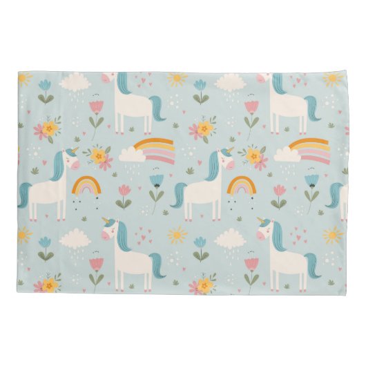 Housse D'oreillers Pastel mignon Rainbow Unicorn Motif (Dos)