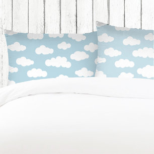 Housse D'oreillers Pastel Nuages Asthétique Bleu Et Blanc Bleu