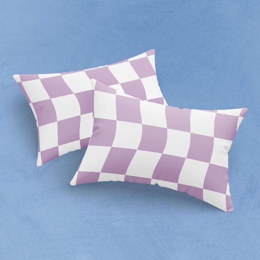 Housse D'oreillers Pastel Purple Blanc Simple Checker
