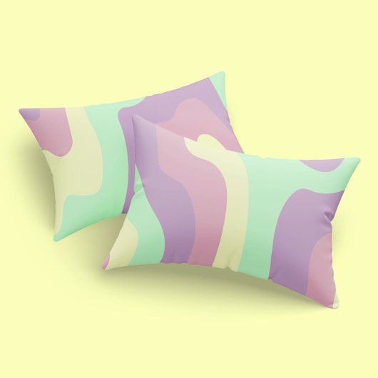 Housse D'oreillers Pastel Purple Green Abstrait Wavy Line Motif