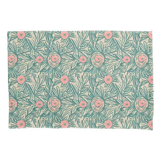 Housse D'oreillers Pastel Rose & Motif de verdure botanique (devant)