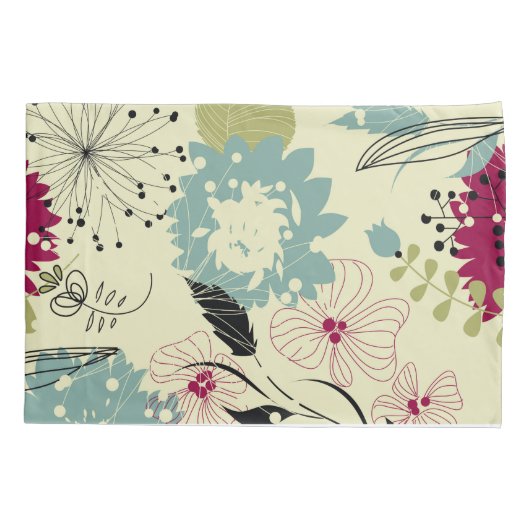 Housse D'oreillers Pastel Tones Retro Floral Design (Dos)