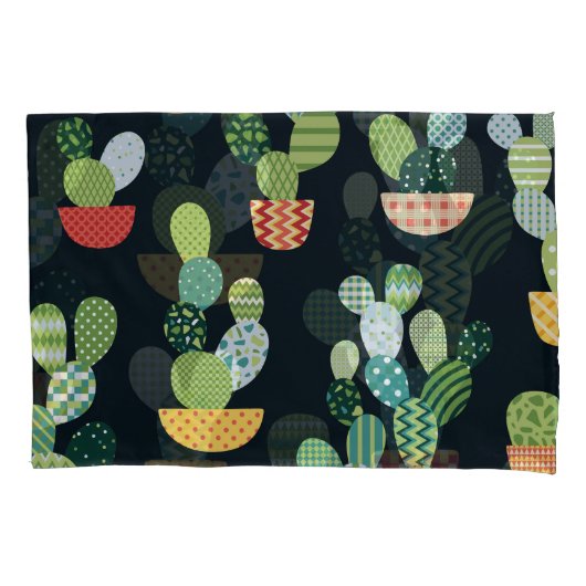 Housse D'oreillers Patchwork Cactus Plantes Motif sans couture (devant)