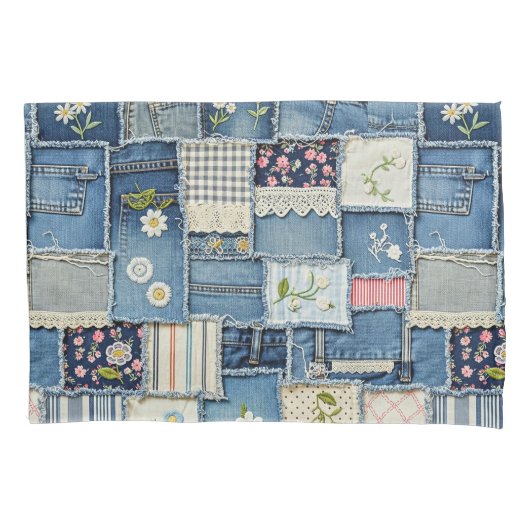 Housse D'oreillers Patchwork Denim (devant)