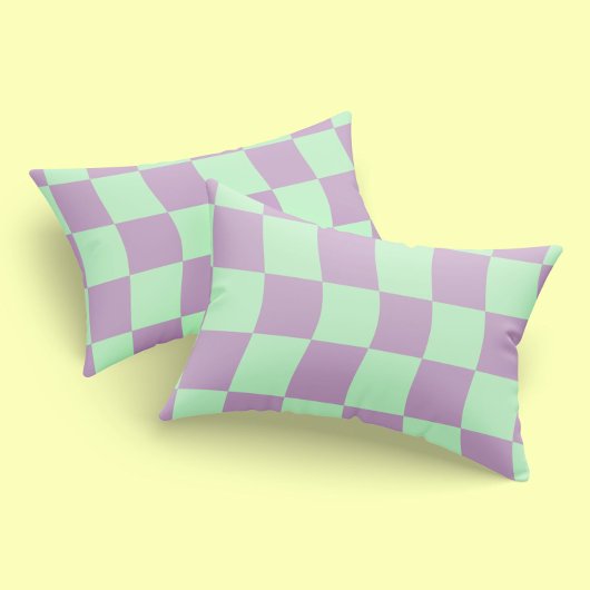 Housse D'oreillers Pâte violet vert Wavy Checkerboard Imprimer
