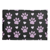 Housse D'oreillers Pattern of paws, Dog paws, Lilac paws, Hearts (Dos)