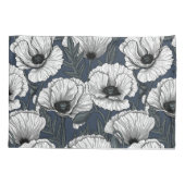 Housse D'oreillers Pavot blanc sur la marine (Dos-gauche)