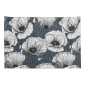 Housse D'oreillers Pavot blanc sur la marine (Dos-Droit)