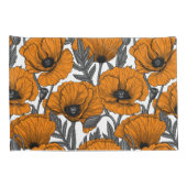Housse D'oreillers Pavot orange sur blanc (Dos-Droit)