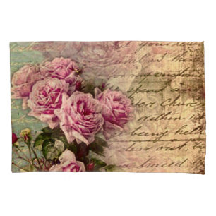 Housse D'oreillers Pays français chic, roses chics et roses minables