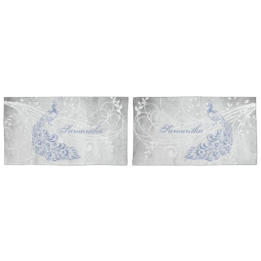 Housse D'oreillers Peacock bleu clair Pillowcases personnalisées (devant-Set)