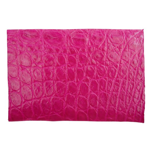 Housse D'oreillers Peau de crocodile rose, texture cuir (devant)