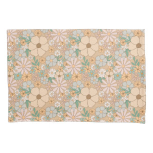 Housse D'oreillers Pêcher Orange rose gris floral