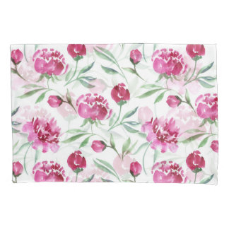 Housse D'oreillers Peine rose : Motif de fleurs d'aquarelle