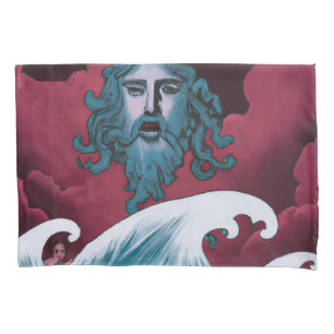 Housse D'oreillers Peinture à l'huile de Neptune Crimson