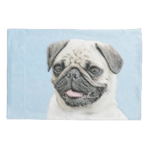 Housse D'oreillers Peinture de Carlin - Beau art original de chien