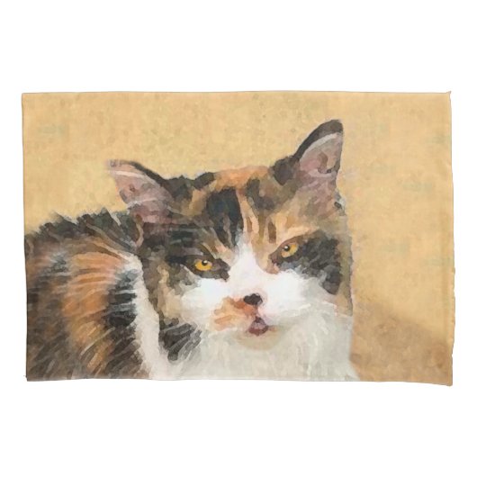Housse D'oreillers Peinture de chat Calico - Cute Original Cat Art (devant)