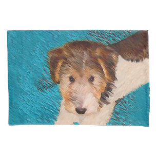 Housse D'oreillers Peinture de chiot Terrier Fox - Art de chien origi
