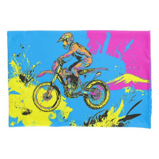 Housse D'oreillers Peinture - Motocross Rider (devant)