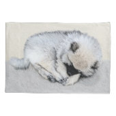 Housse D'oreillers Peinture originale de Chien à chiot dormant (Dos)