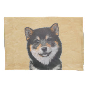 Housse D'oreillers Peinture Shiba Inu (Noir et Tan) - Art Chien