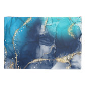 Housse D'oreillers Peinture Turquoise et bleue moderne Abstraite (Dos)