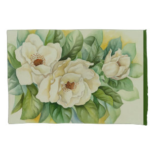 Housse D'oreillers Peinture Vintage à l'aquarelle florale de Magnolia