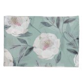 Housse D'oreillers Peonies Roses Blanches : Broderie Florale. (Dos)
