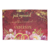 Housse D'oreillers Peonies roses Mariage Anneau Rouge Or vient de se (devant)