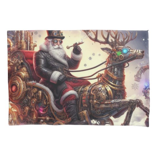 Housse D'oreillers Père Noël/Reindeer steampunk Noël/hiver (devant)